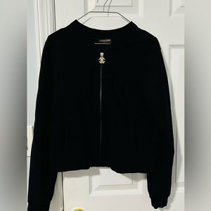 Roberto Csvalli Black cropped zip-up jacket with a distressed look